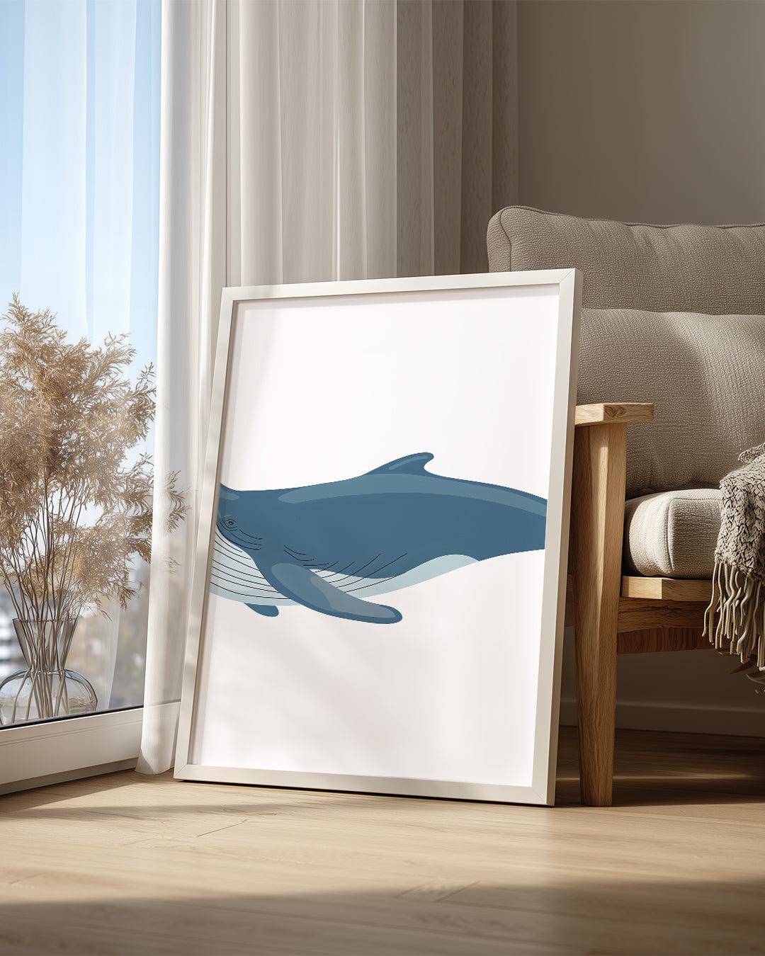 Balina - Mavi Deri Yapısı Poster Tablosu