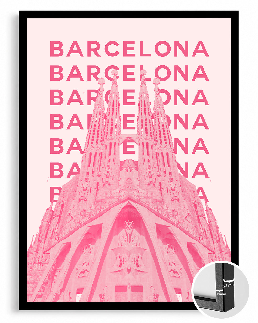 Barselona Rüyası - Pembe Gotik Yapı Poster Tablosu