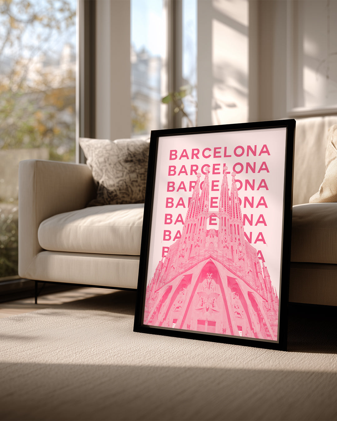 Barselona Rüyası - Pembe Gotik Yapı Poster Tablosu