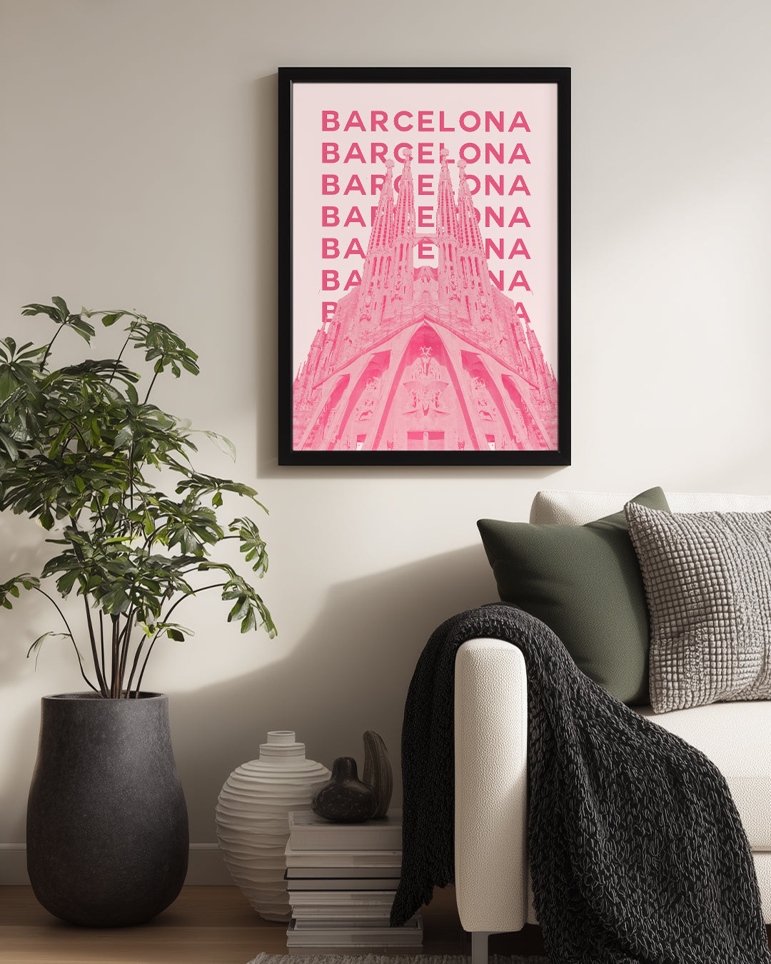 Barselona Rüyası - Pembe Gotik Yapı Poster Tablosu