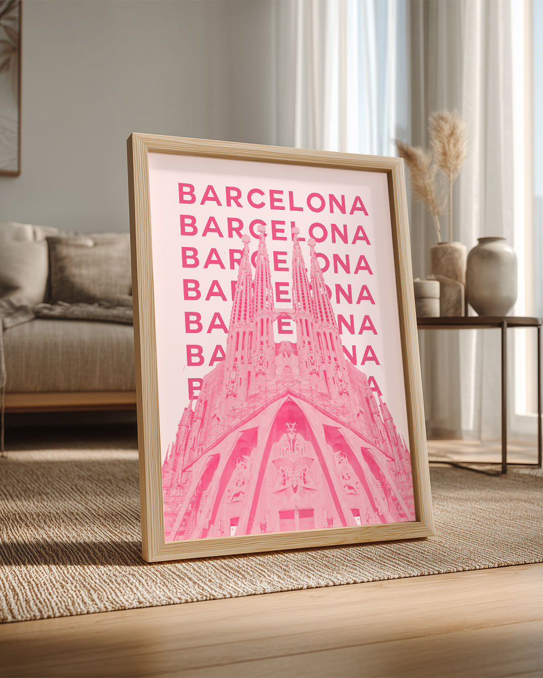Barselona Rüyası - Pembe Gotik Yapı Poster Tablosu
