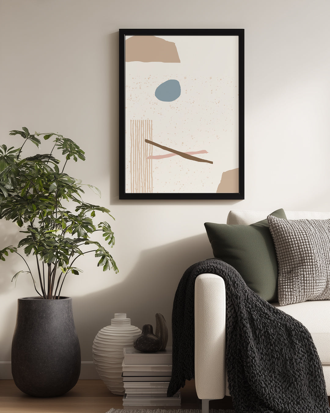 Beige Abstract Poster Tablosu