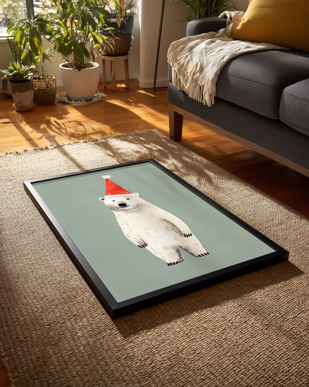 Beyaz Ayı - Noel Şapkası Poster Tablosu
