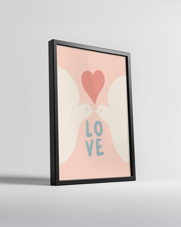 Beyaz Güvercinler - Aşk Temalı Romantik Tasarım Poster Tablosu