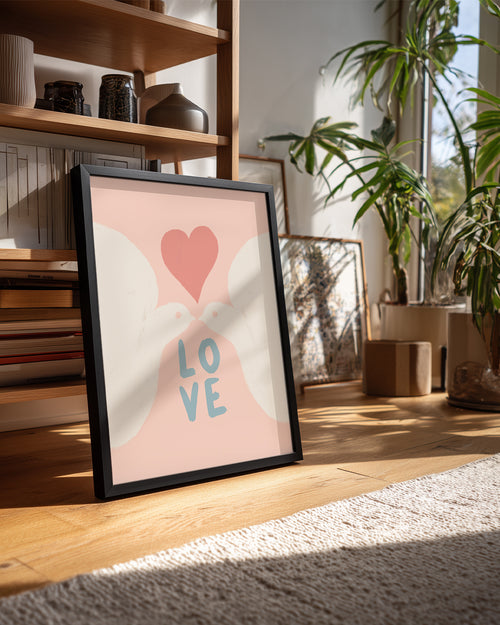 Beyaz Güvercinler - Aşk Temalı Romantik Tasarım Poster Tablosu