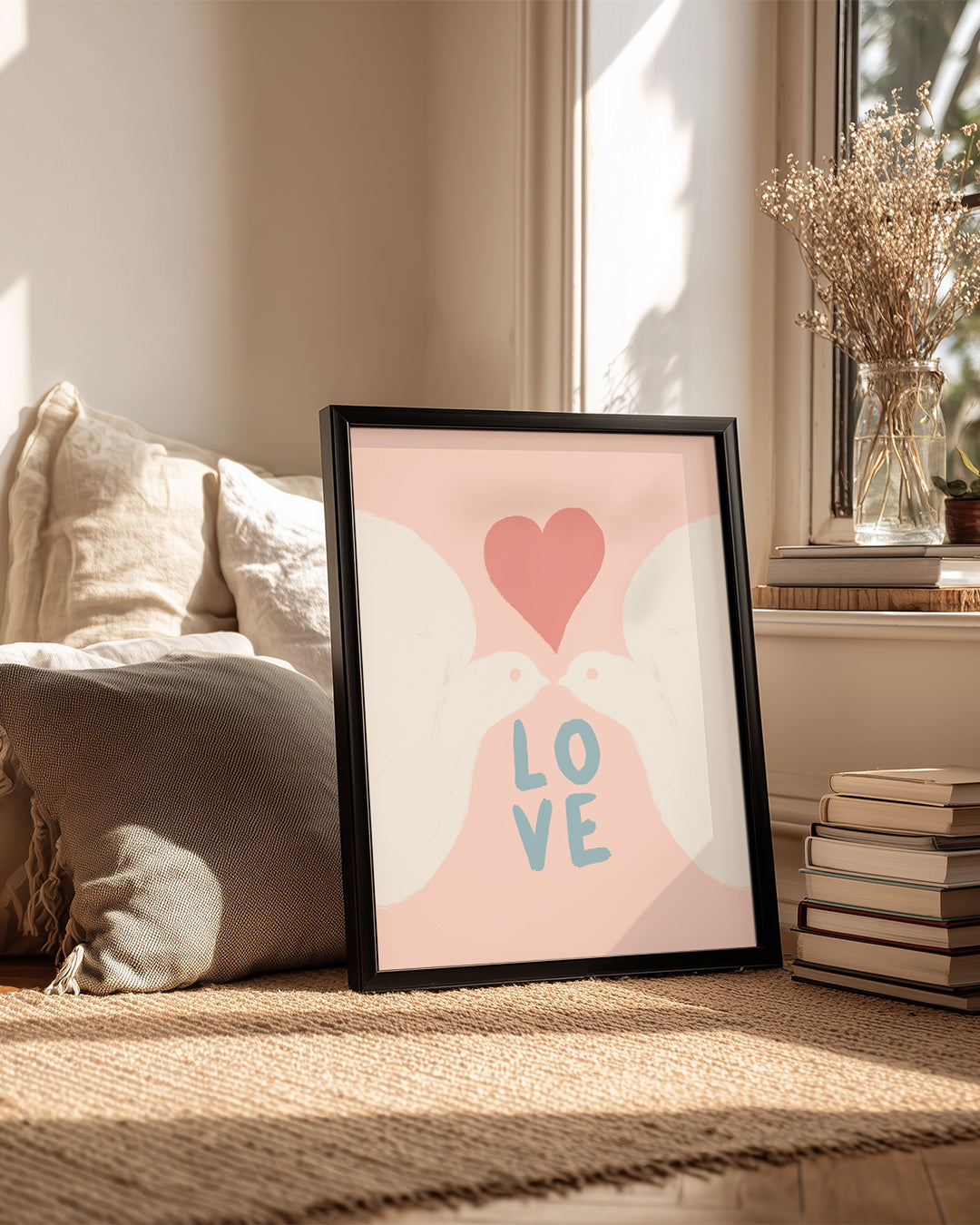 Beyaz Güvercinler - Aşk Temalı Romantik Tasarım Poster Tablosu