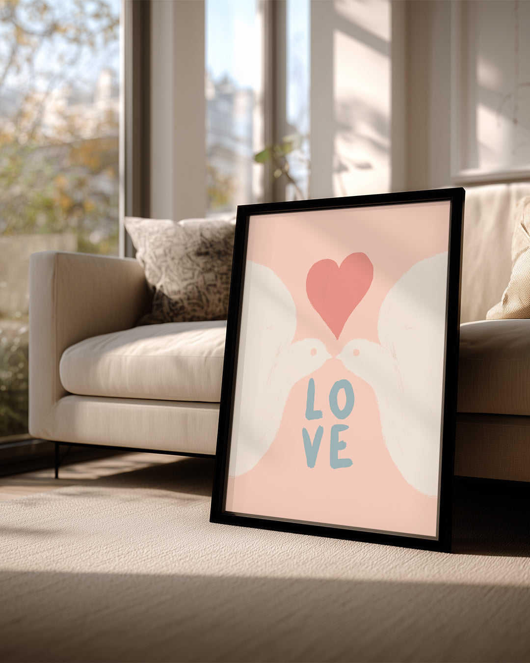 Beyaz Güvercinler - Aşk Temalı Romantik Tasarım Poster Tablosu