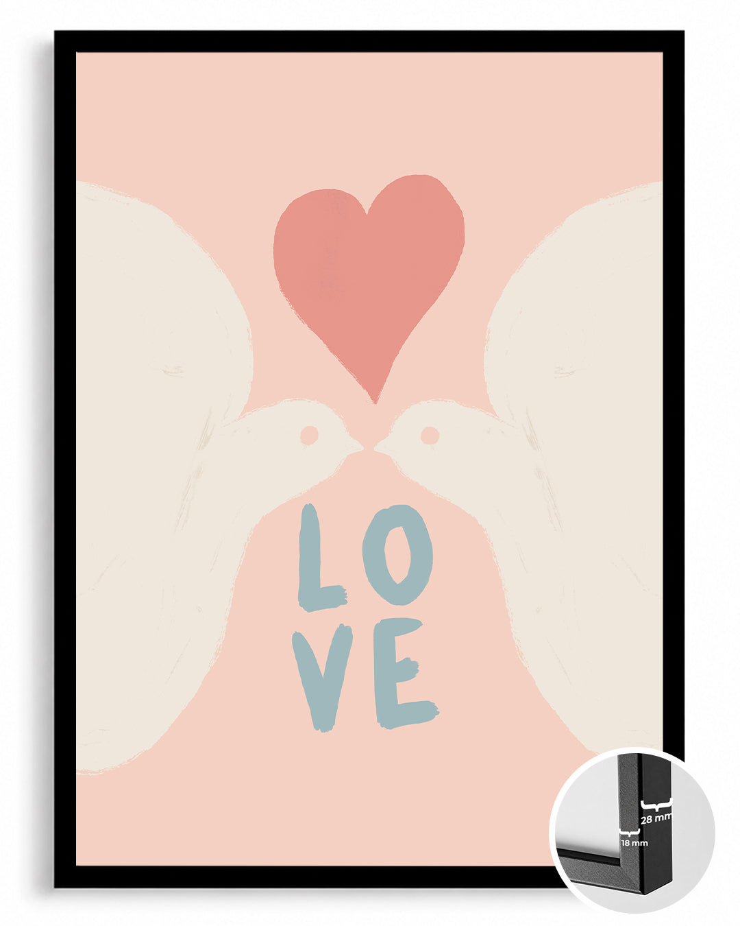 Beyaz Güvercinler - Aşk Temalı Romantik Tasarım Poster Tablosu