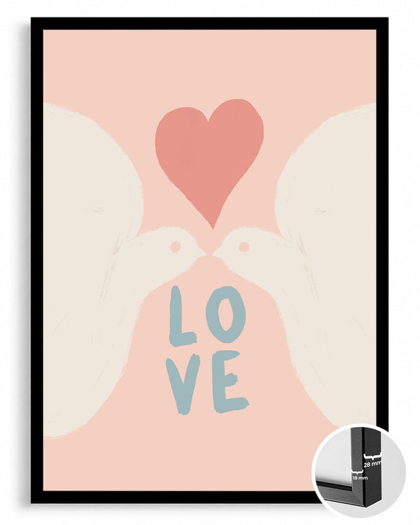 Beyaz Güvercinler - Aşk Temalı Romantik Tasarım Poster Tablosu