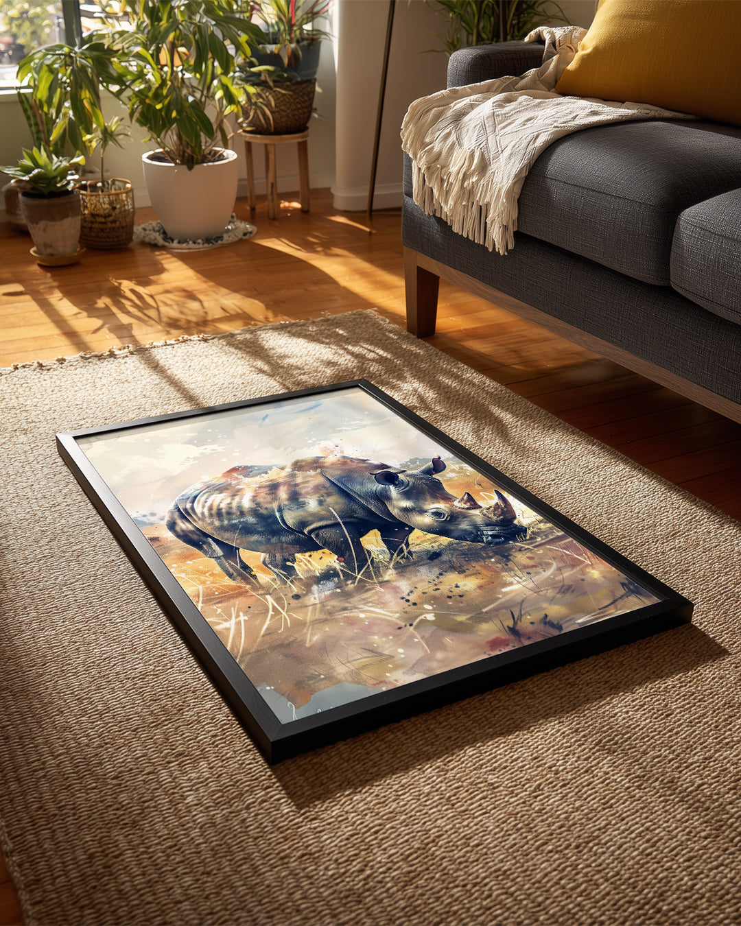 Birboynuzlu - Çimenli Savana Poster Tablosu