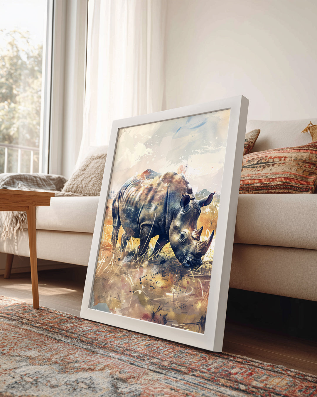 Birboynuzlu - Çimenli Savana Poster Tablosu