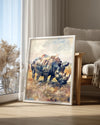 Birboynuzlu - Çimenli Savana Poster Tablosu