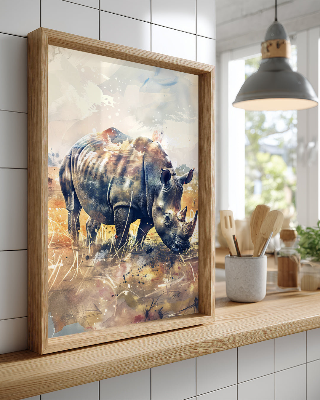Birboynuzlu - Çimenli Savana Poster Tablosu