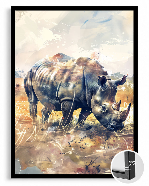 Birboynuzlu - Çimenli Savana Poster Tablosu