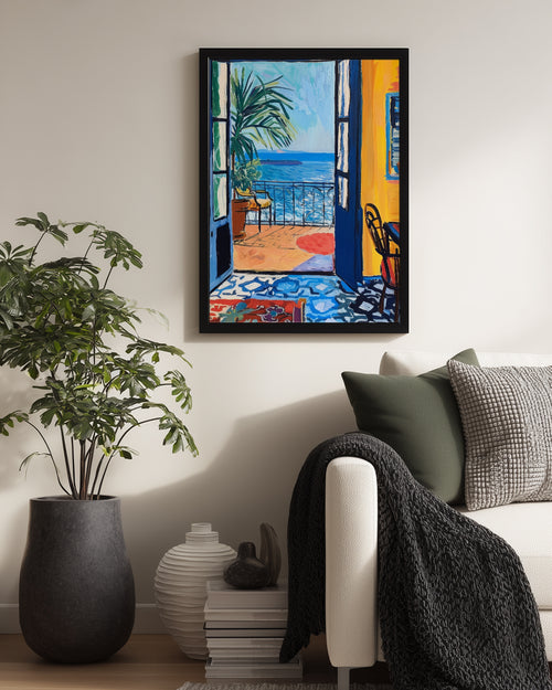 Blue Balcony Poster Tablosu