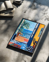 Blue Balcony Poster Tablosu