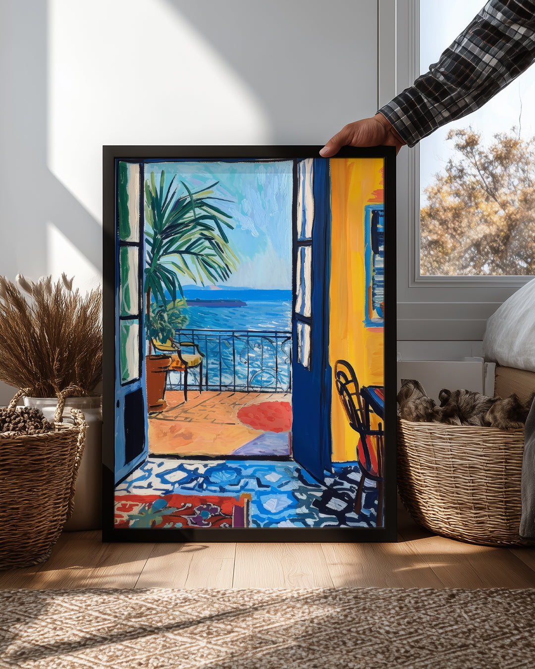 Blue Balcony Poster Tablosu
