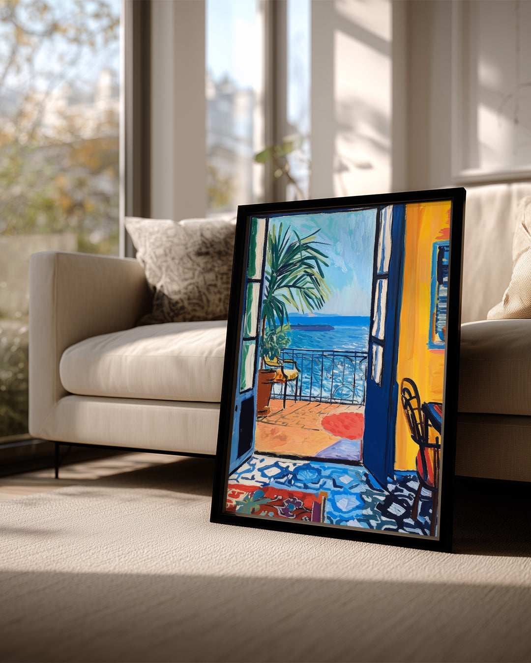 Blue Balcony Poster Tablosu
