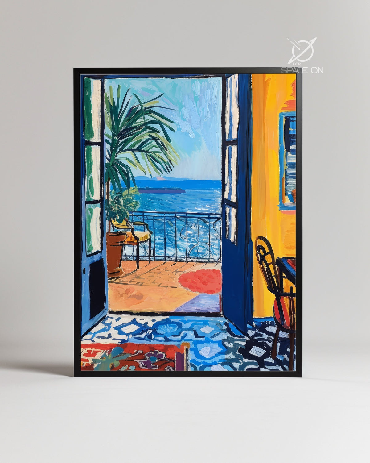 Blue Balcony Poster Tablosu