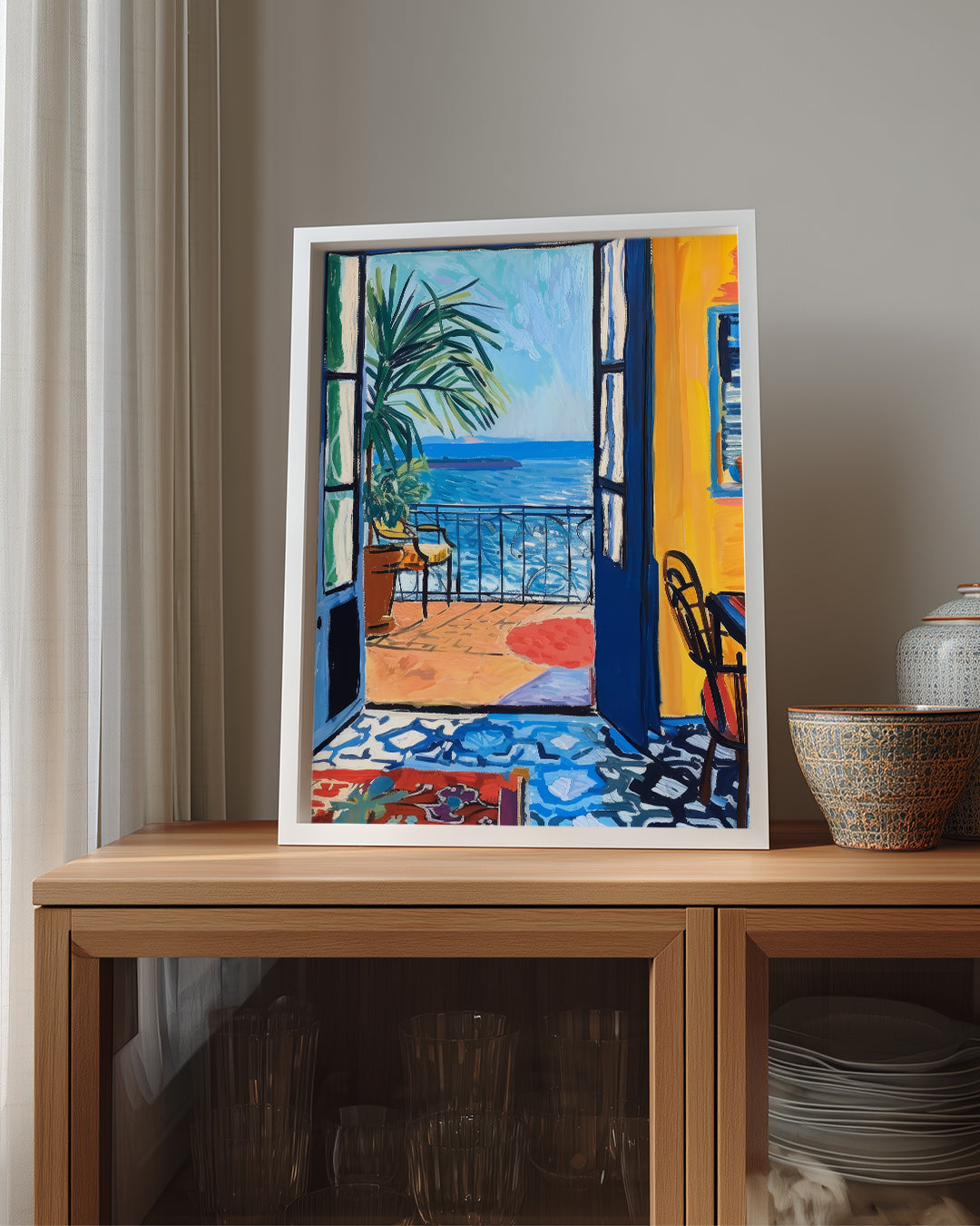 Blue Balcony Poster Tablosu