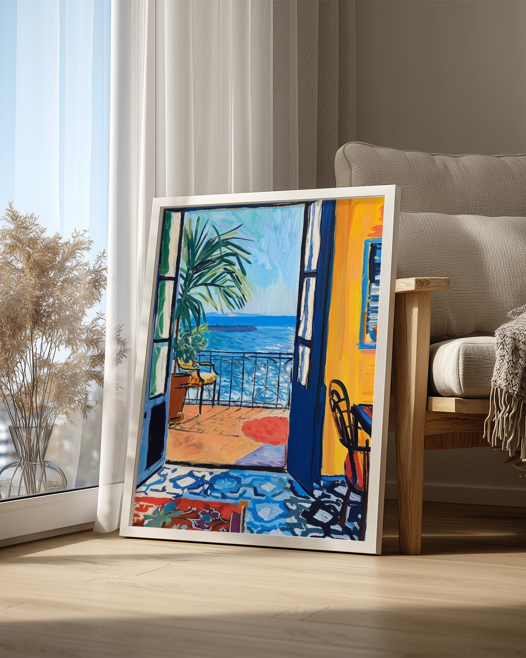 Blue Balcony Poster Tablosu