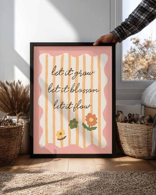 Büyüme Mesajı - Çiçeklerle Dolu Renkli Tasarım Poster Tablosu