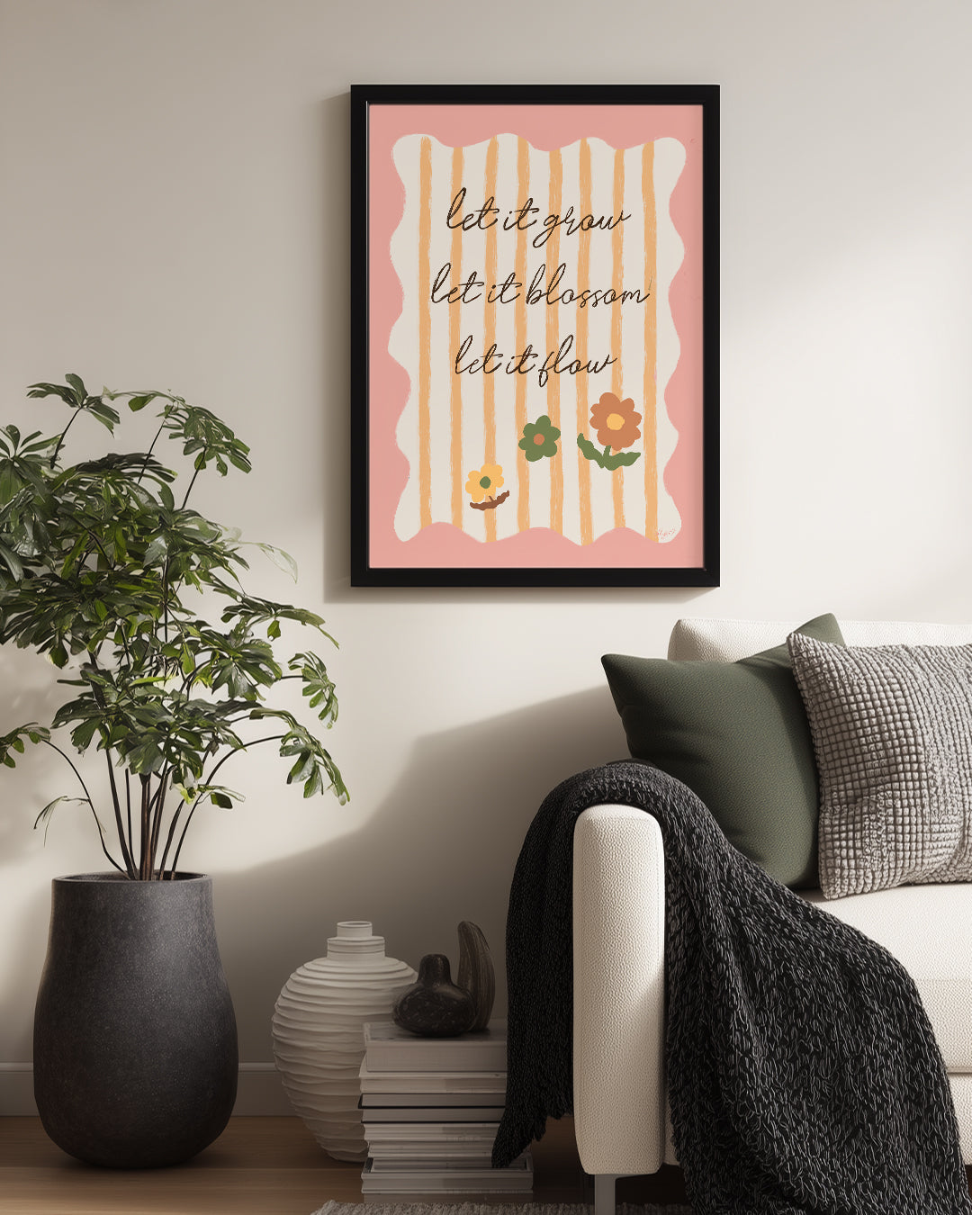 Büyüme Mesajı - Çiçeklerle Dolu Renkli Tasarım Poster Tablosu