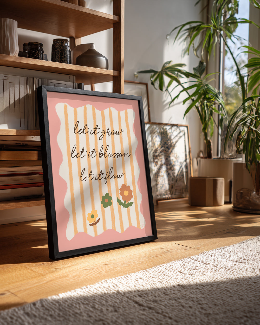 Büyüme Mesajı - Çiçeklerle Dolu Renkli Tasarım Poster Tablosu