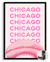 Chicago Yansıması - Pembe Tonlar Poster Tablosu