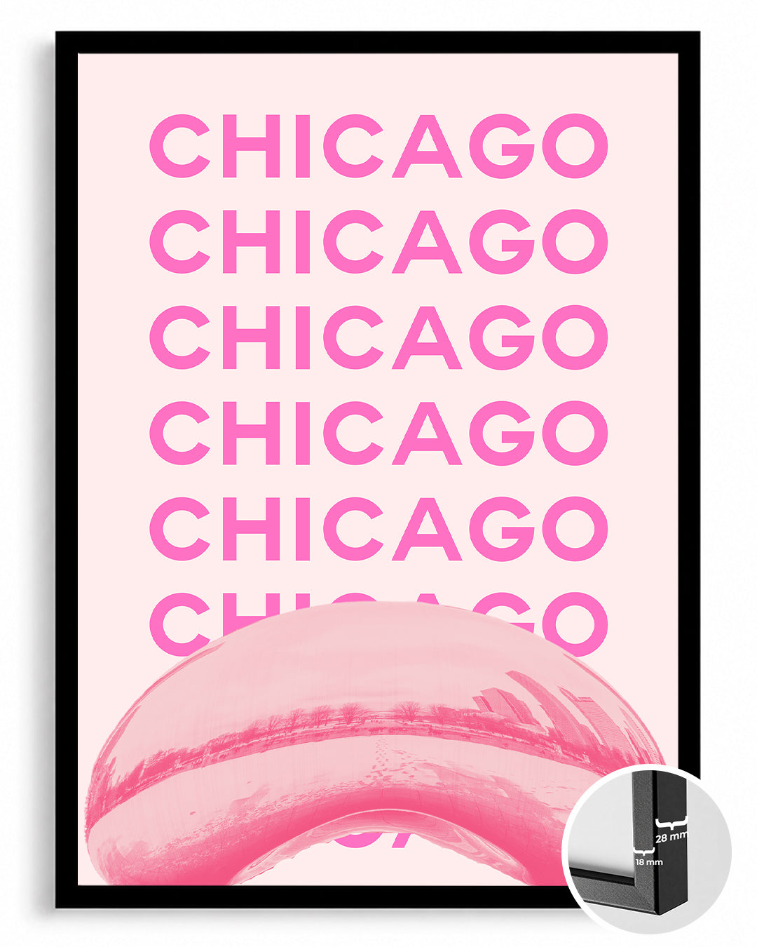 Chicago Yansıması - Pembe Tonlar Poster Tablosu