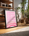 Chicago Yansıması - Pembe Tonlar Poster Tablosu