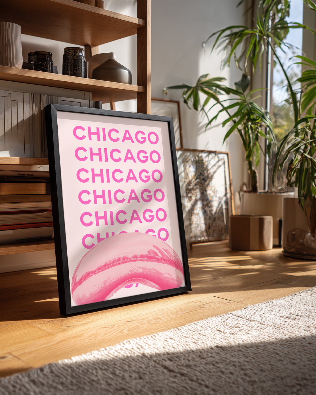Chicago Yansıması - Pembe Tonlar Poster Tablosu