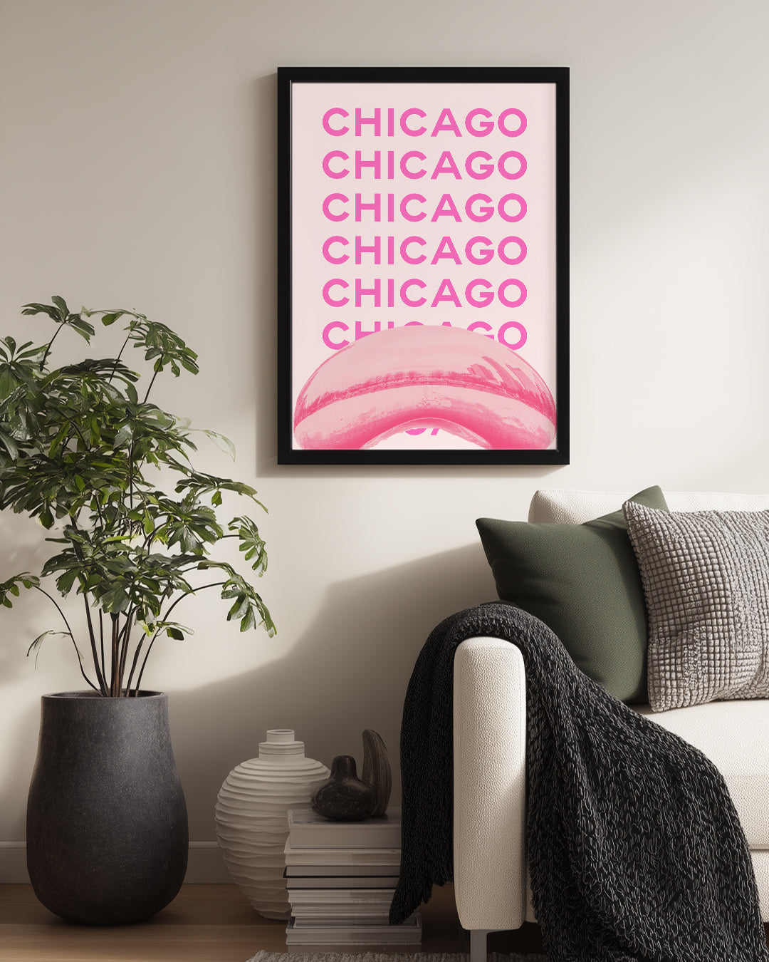 Chicago Yansıması - Pembe Tonlar Poster Tablosu