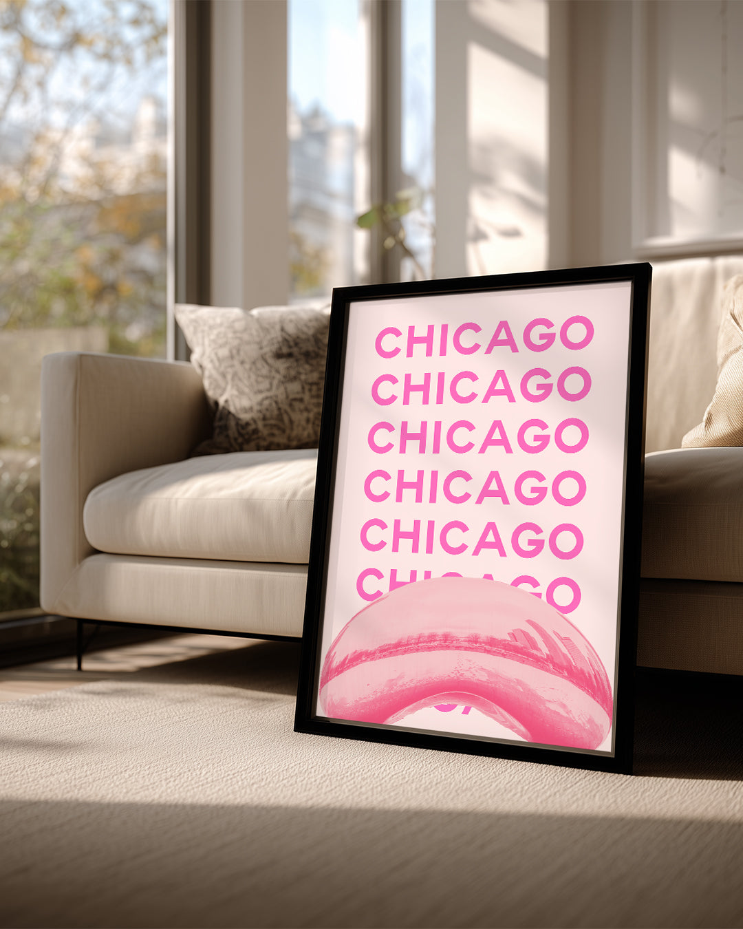 Chicago Yansıması - Pembe Tonlar Poster Tablosu