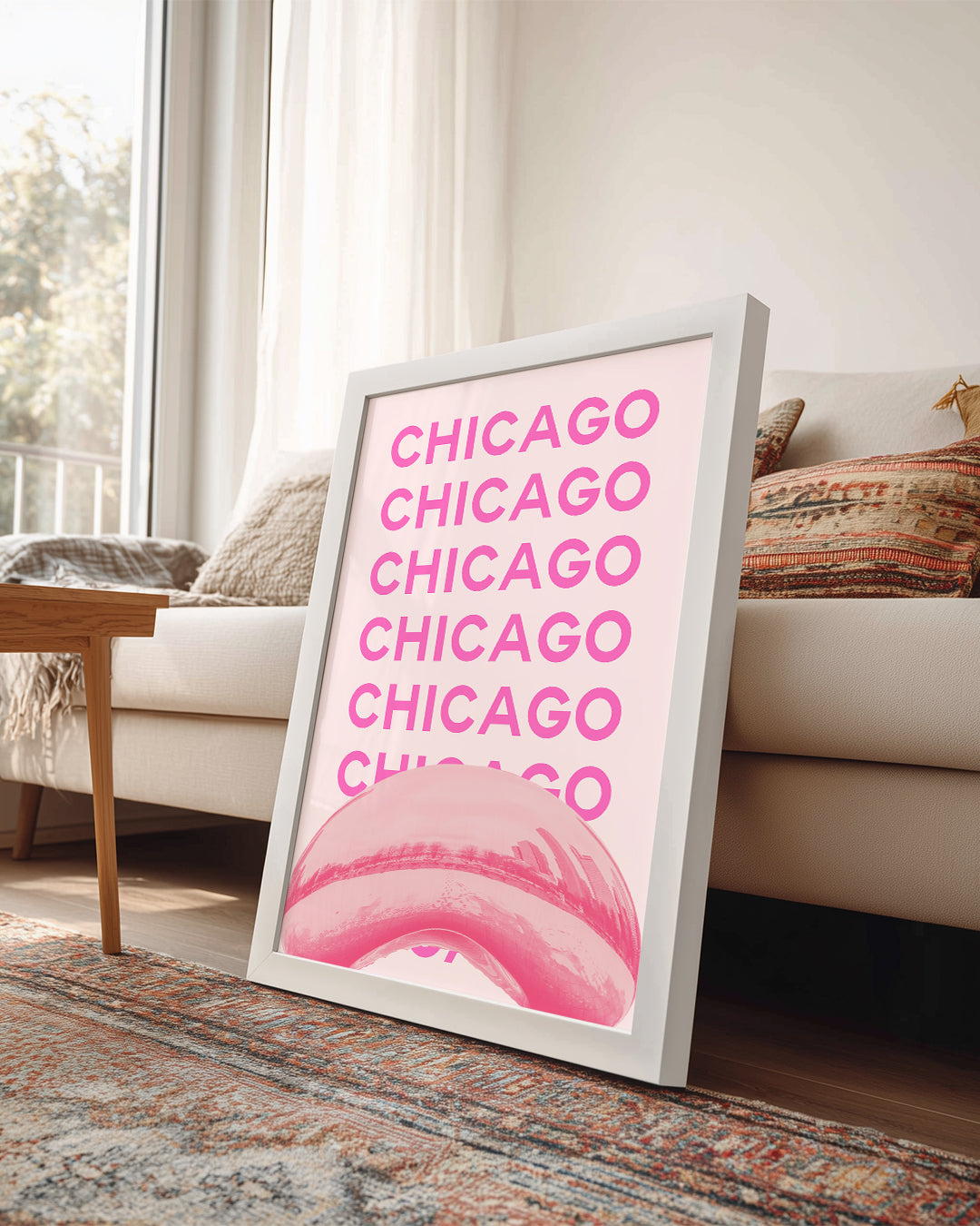 Chicago Yansıması - Pembe Tonlar Poster Tablosu