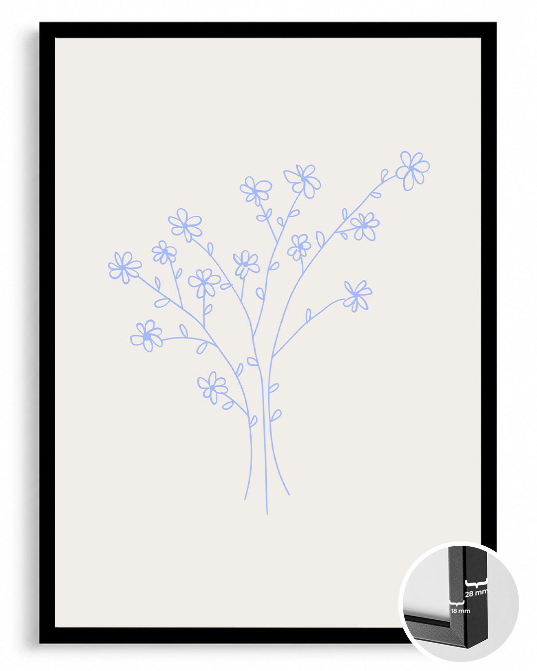 Çiçekli Dal - Minimalist Çizim Poster Tablosu