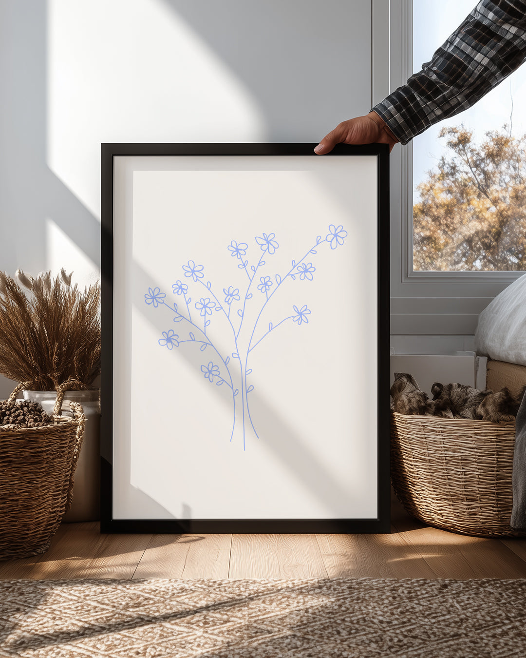 Çiçekli Dal - Minimalist Çizim Poster Tablosu