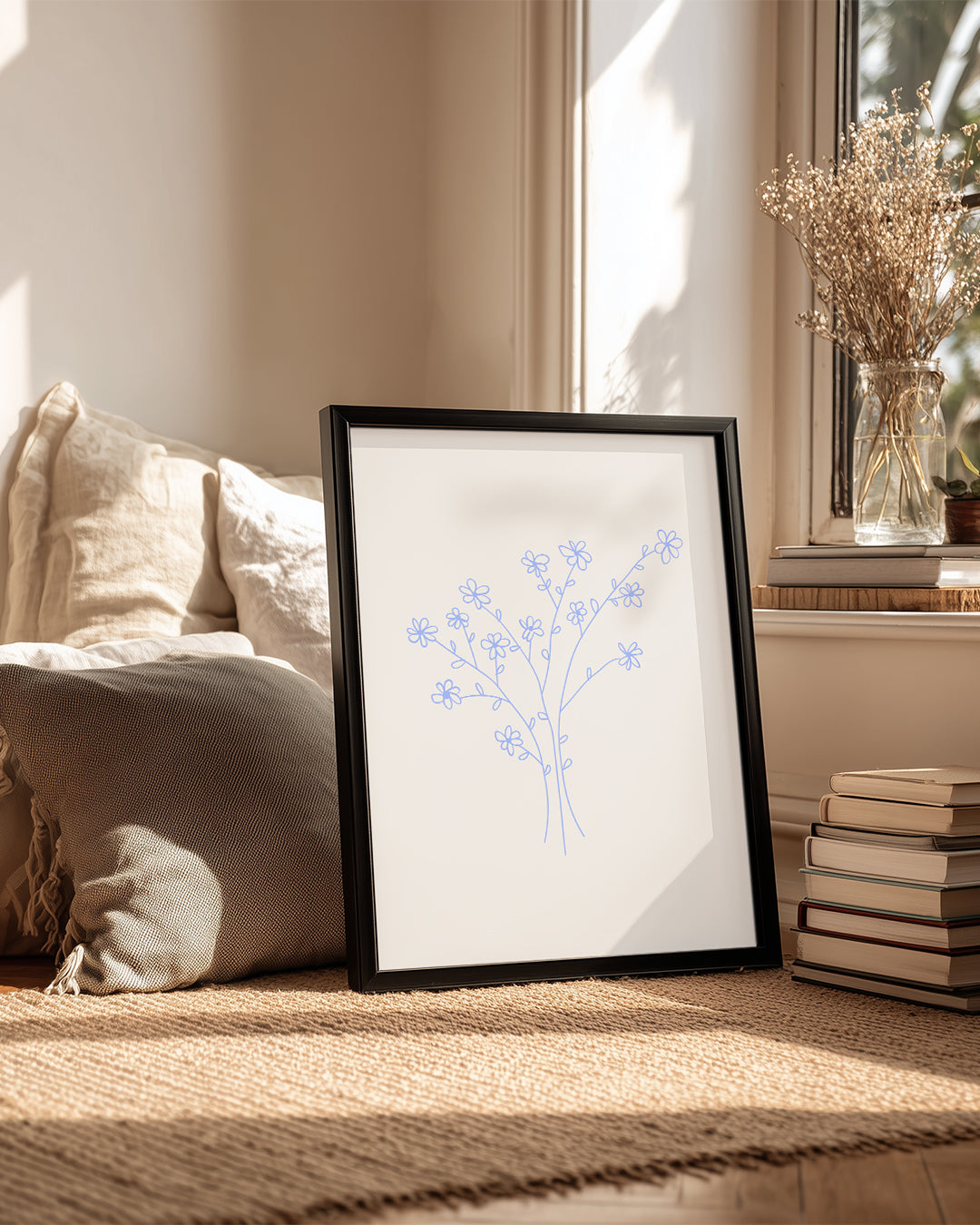 Çiçekli Dal - Minimalist Çizim Poster Tablosu