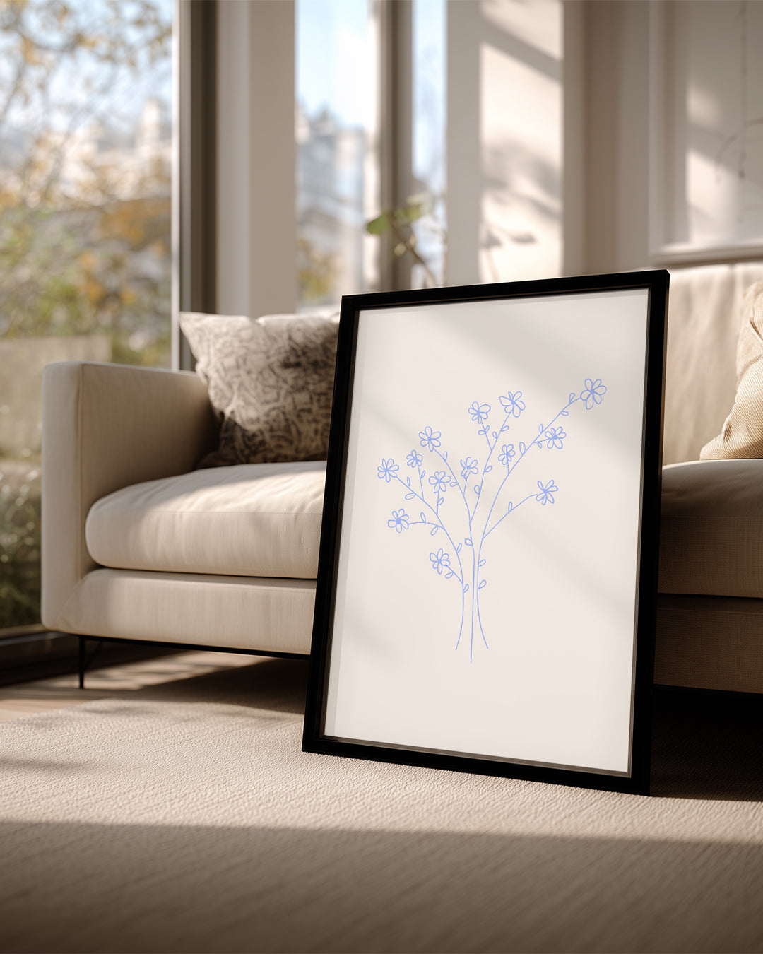 Çiçekli Dal - Minimalist Çizim Poster Tablosu