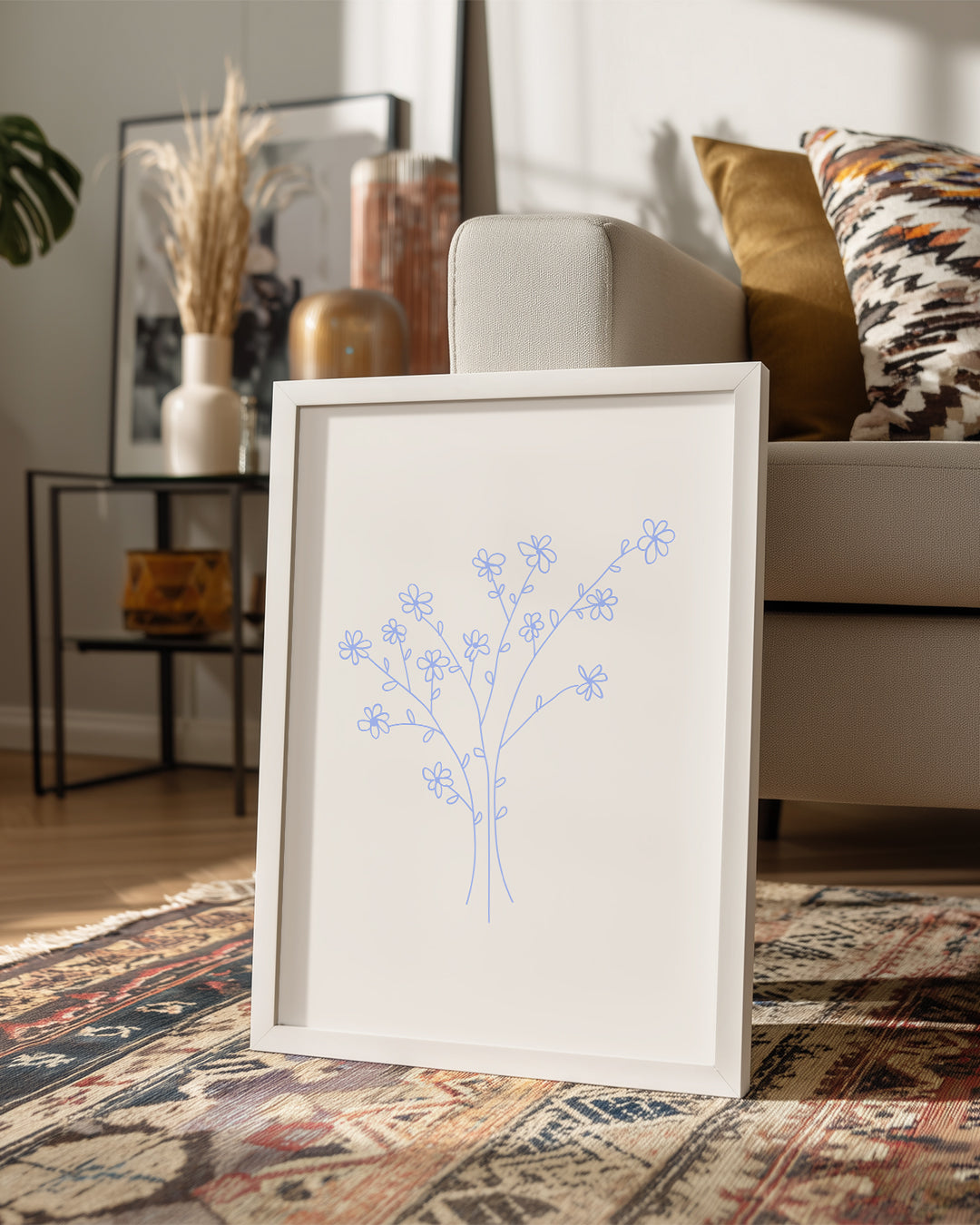 Çiçekli Dal - Minimalist Çizim Poster Tablosu
