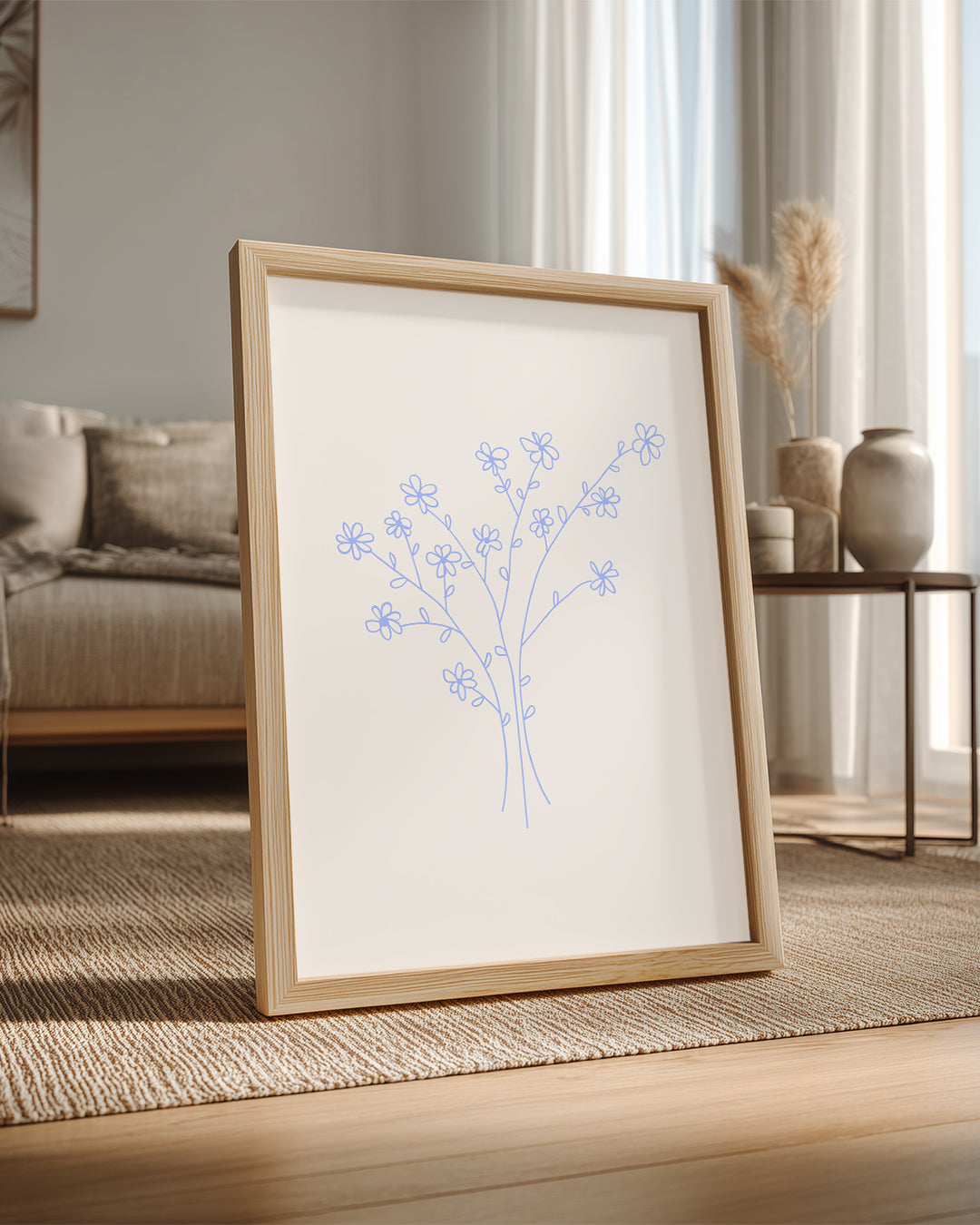 Çiçekli Dal - Minimalist Çizim Poster Tablosu