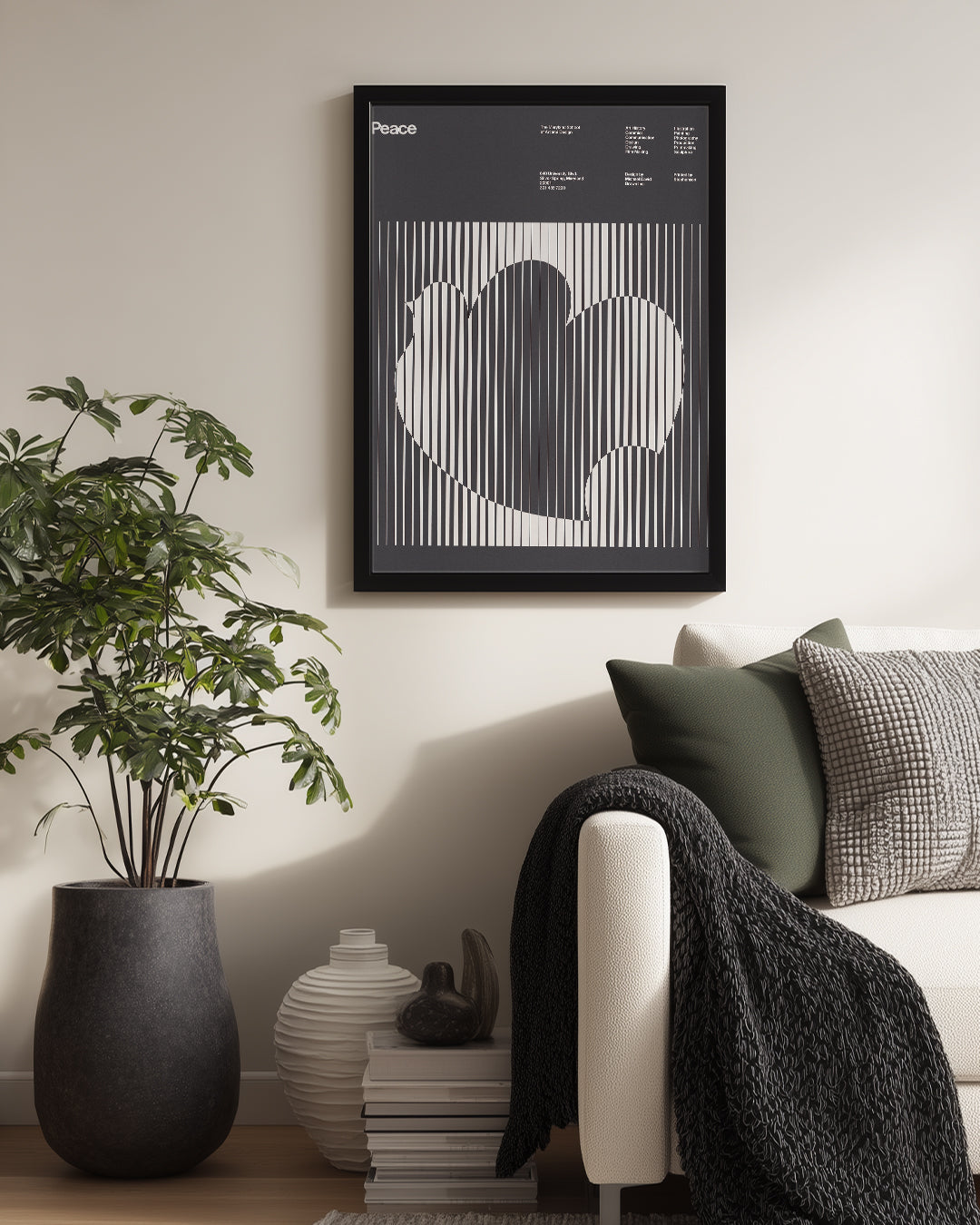 Çizgili Kalp Barış Poster Tablosu