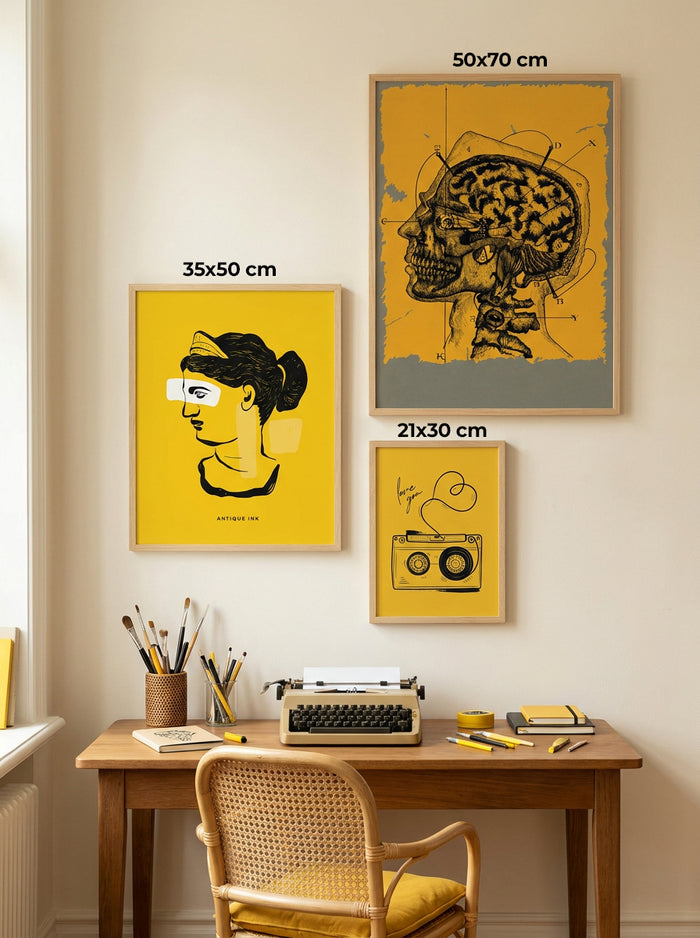 Çizim 3'lü Poster Tablo Seti ölçüleri