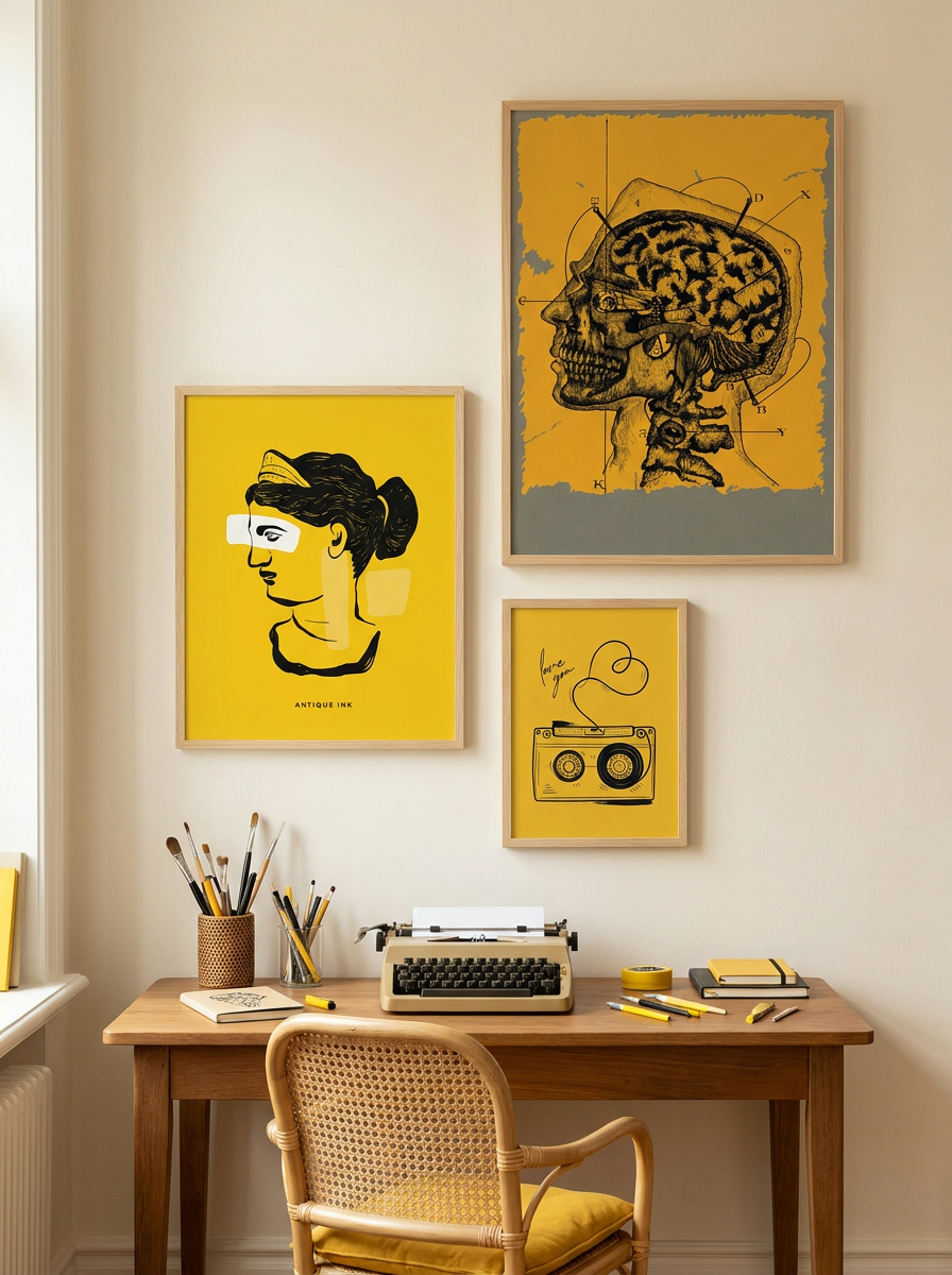 Çizim 3'lü Poster Tablo Seti