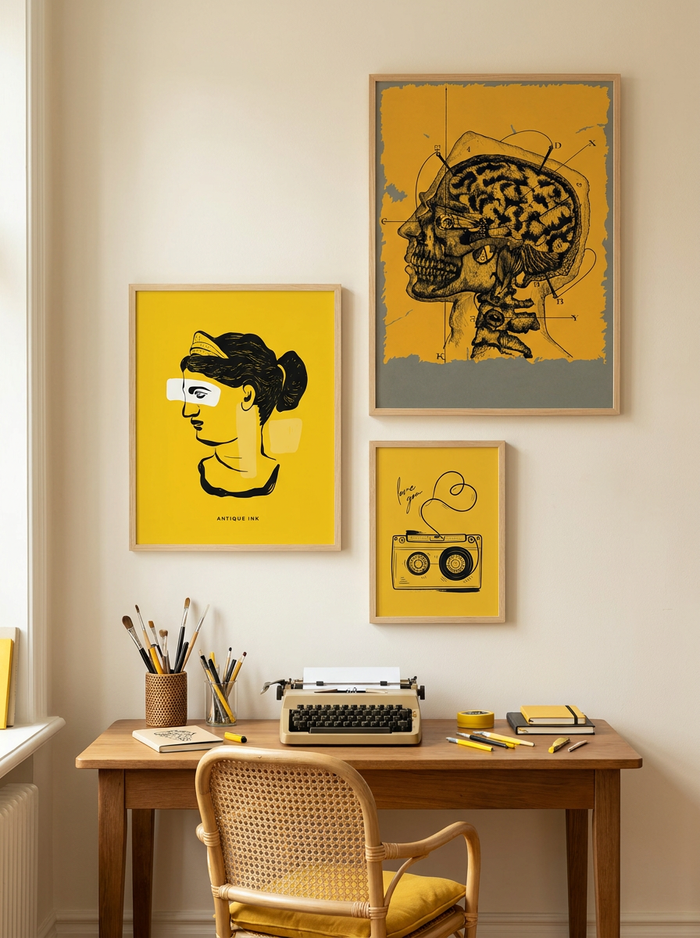 Çizim 3'lü Poster Tablo Seti