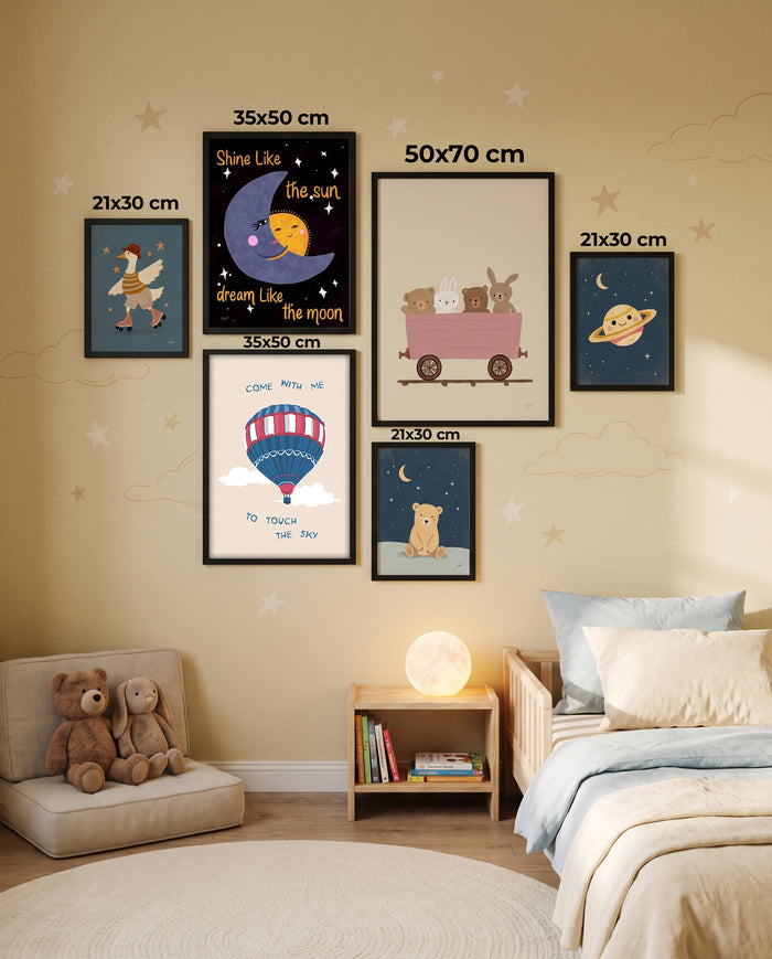 Çocuk Odası 6'lı Poster Tablo Seti ölçüleri