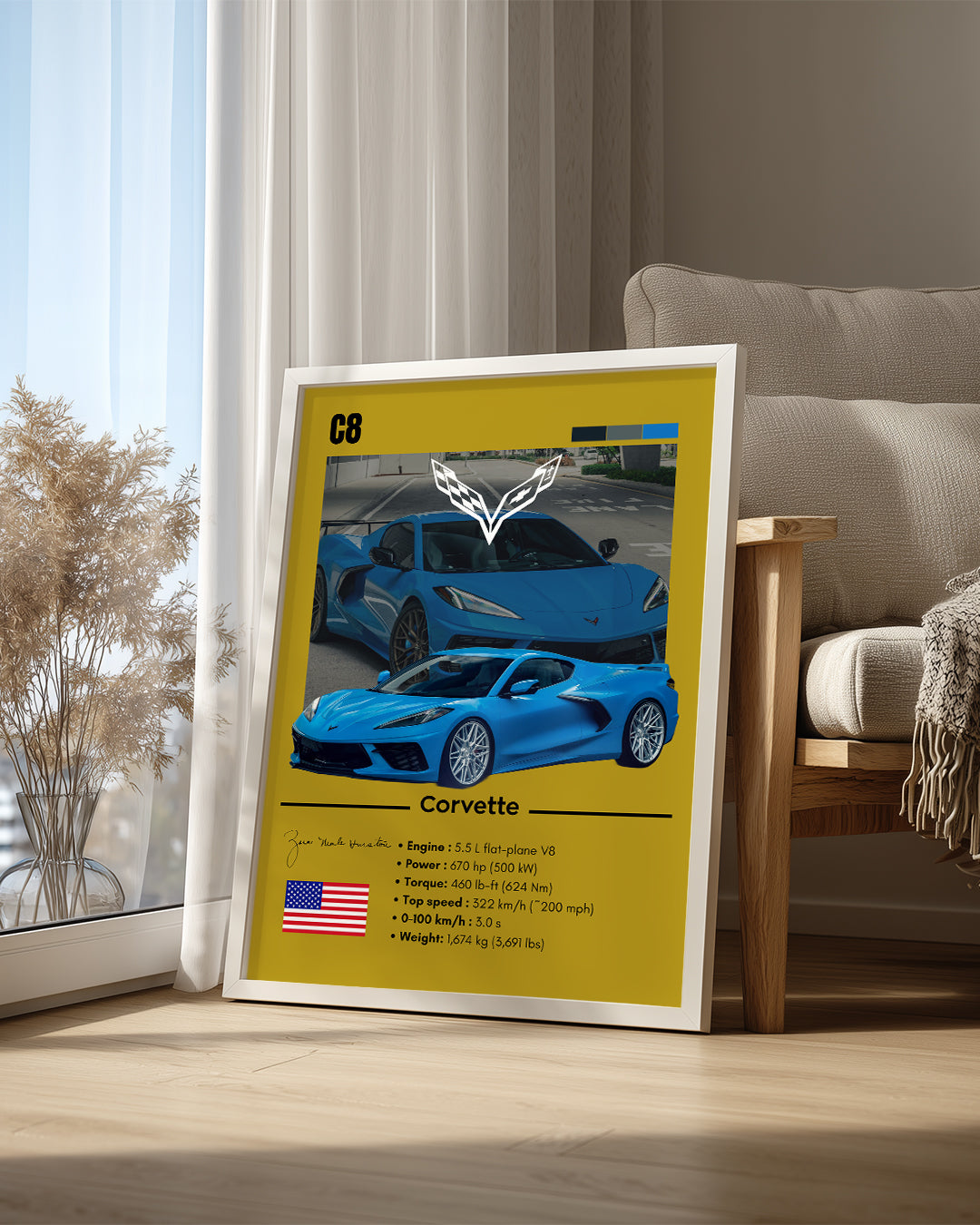 Corvette C8 Poster Tablosu