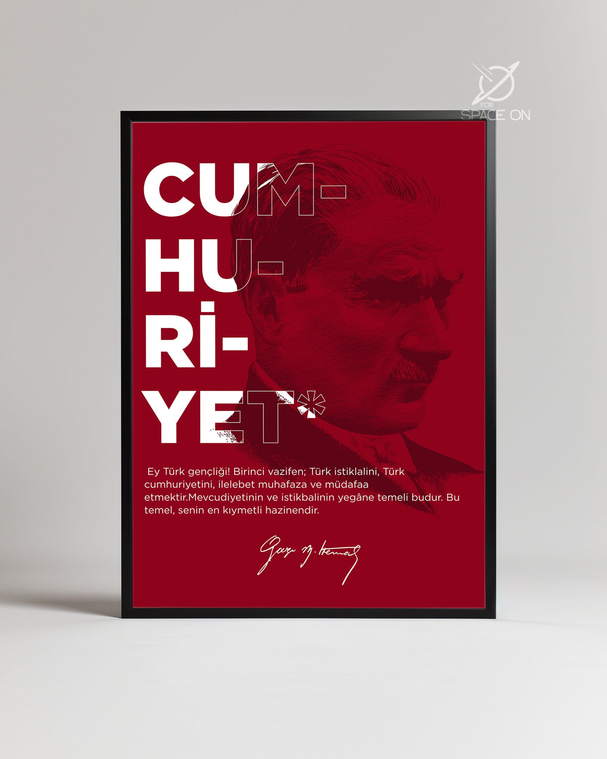 Cumhuriyet Ruhunu Taşıyan Atatürk Tipografi Poster Tablosu