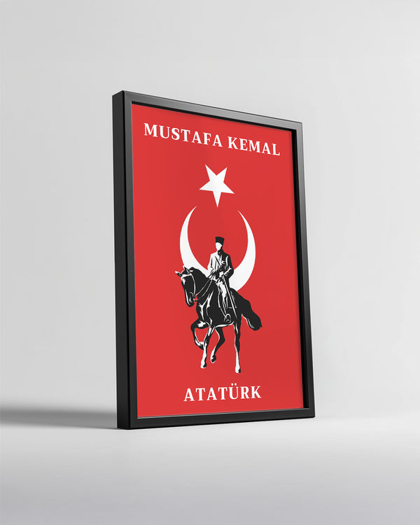 Cumhuriyetin Şafağı – At Üstünde Atatürk Silüet Poster Tablosu