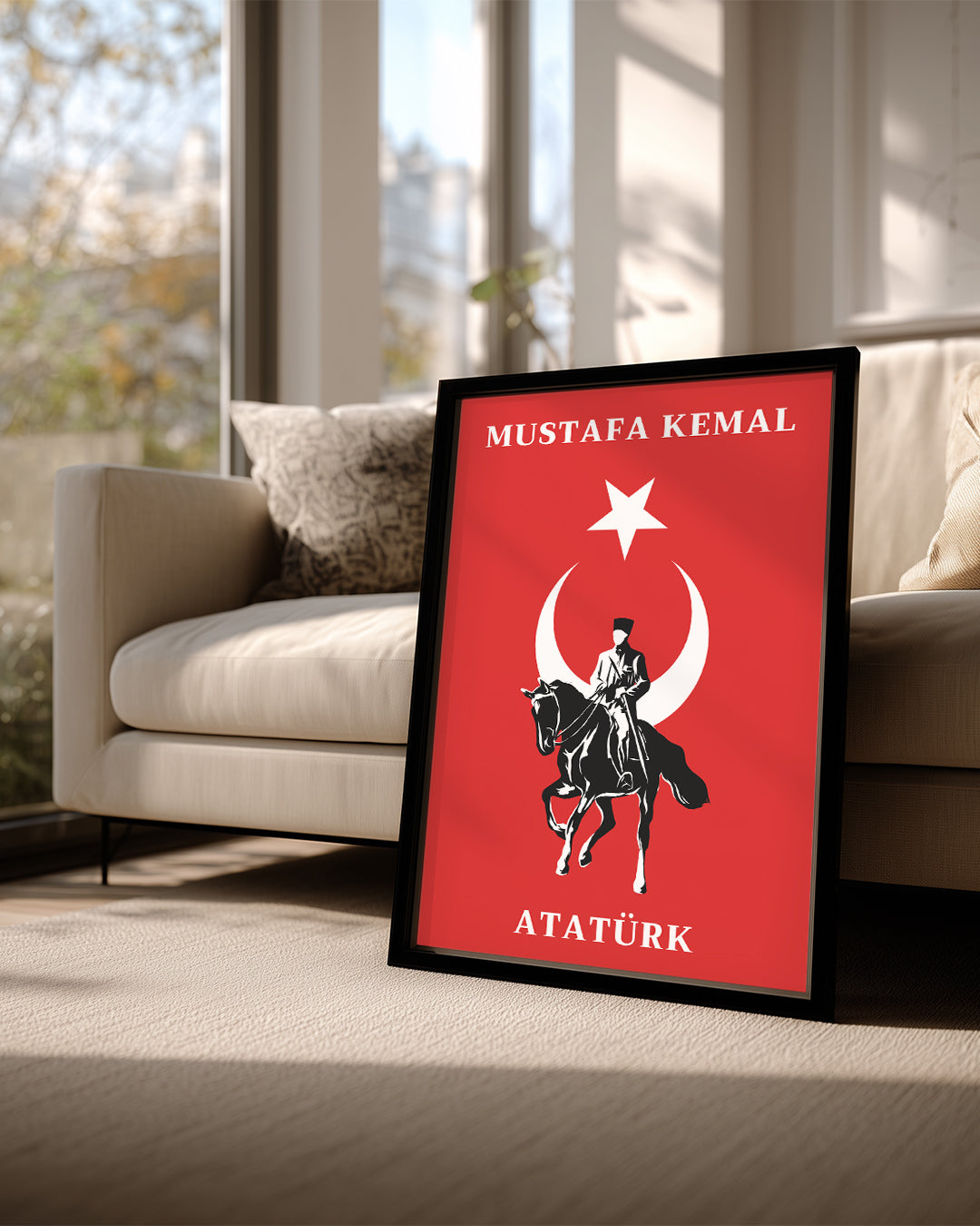 Cumhuriyetin Şafağı – At Üstünde Atatürk Silüet Poster Tablosu